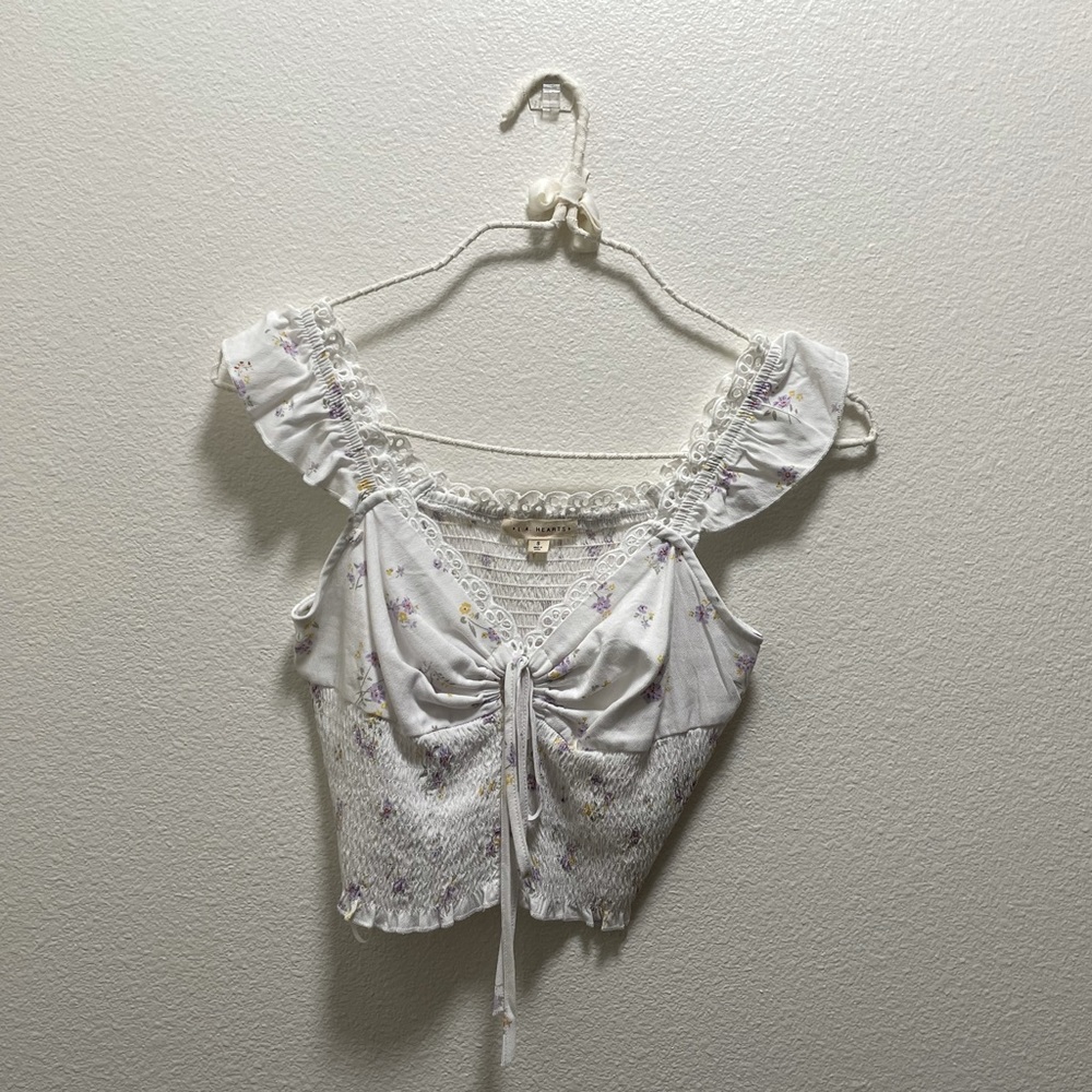 PacSun Purple Floral Keyhole Smocked Tank